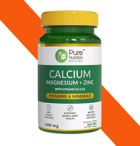 PURE NUTRITION CALCIUM WITH MAGNESIUM PLUS ZINC 60TABLETS