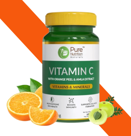 PURE NUTRITION VITAMIN C WITH ORANGE PEEL 60TABLETS